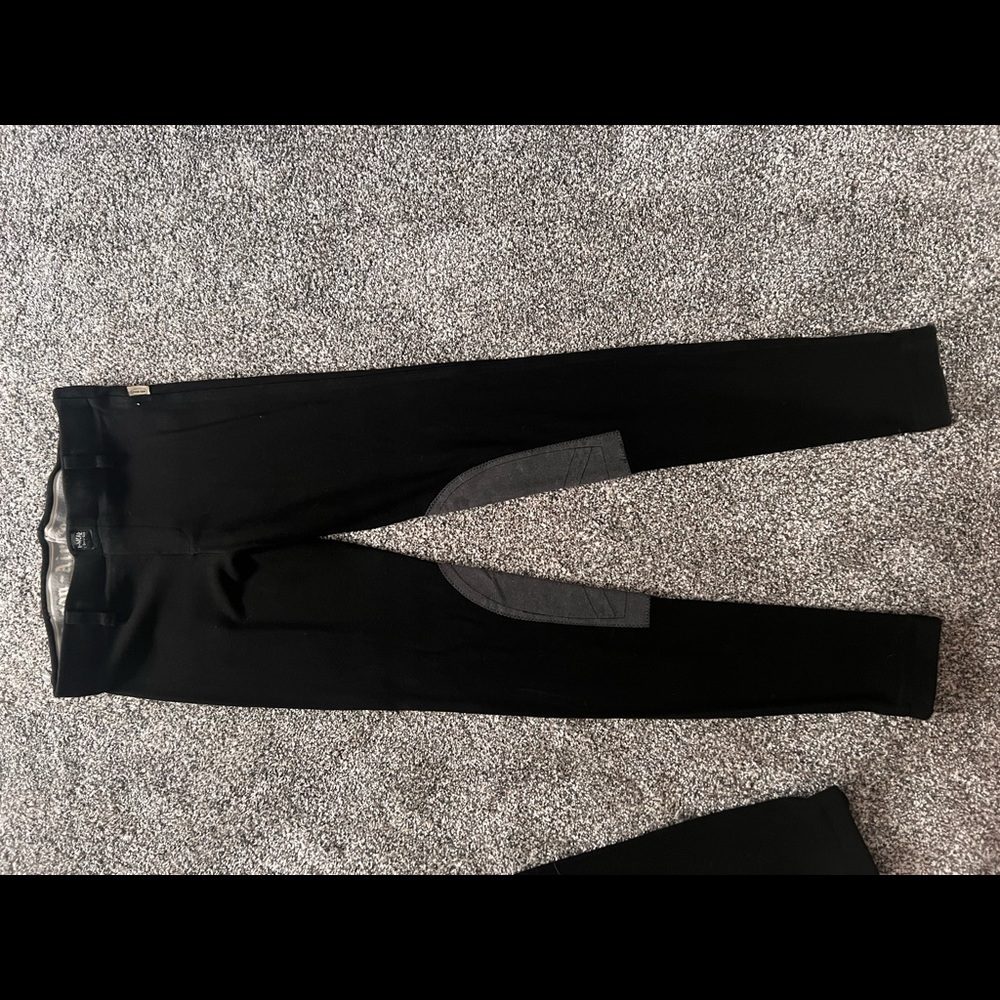 Devon-aire low rise black breech tights with suede knees medium 28-30